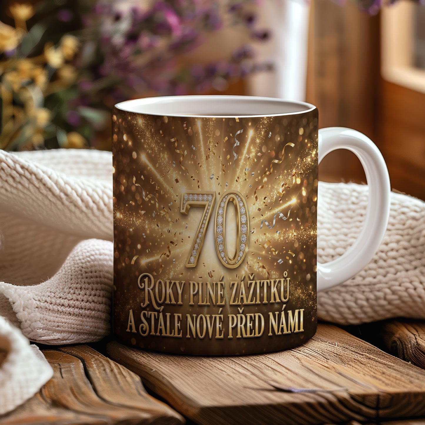 Narozeninový hrnek 70 let – ROKY PLNÉ ZÁŽITKŮ A STÁLE NOVÉ PŘED NÁMI