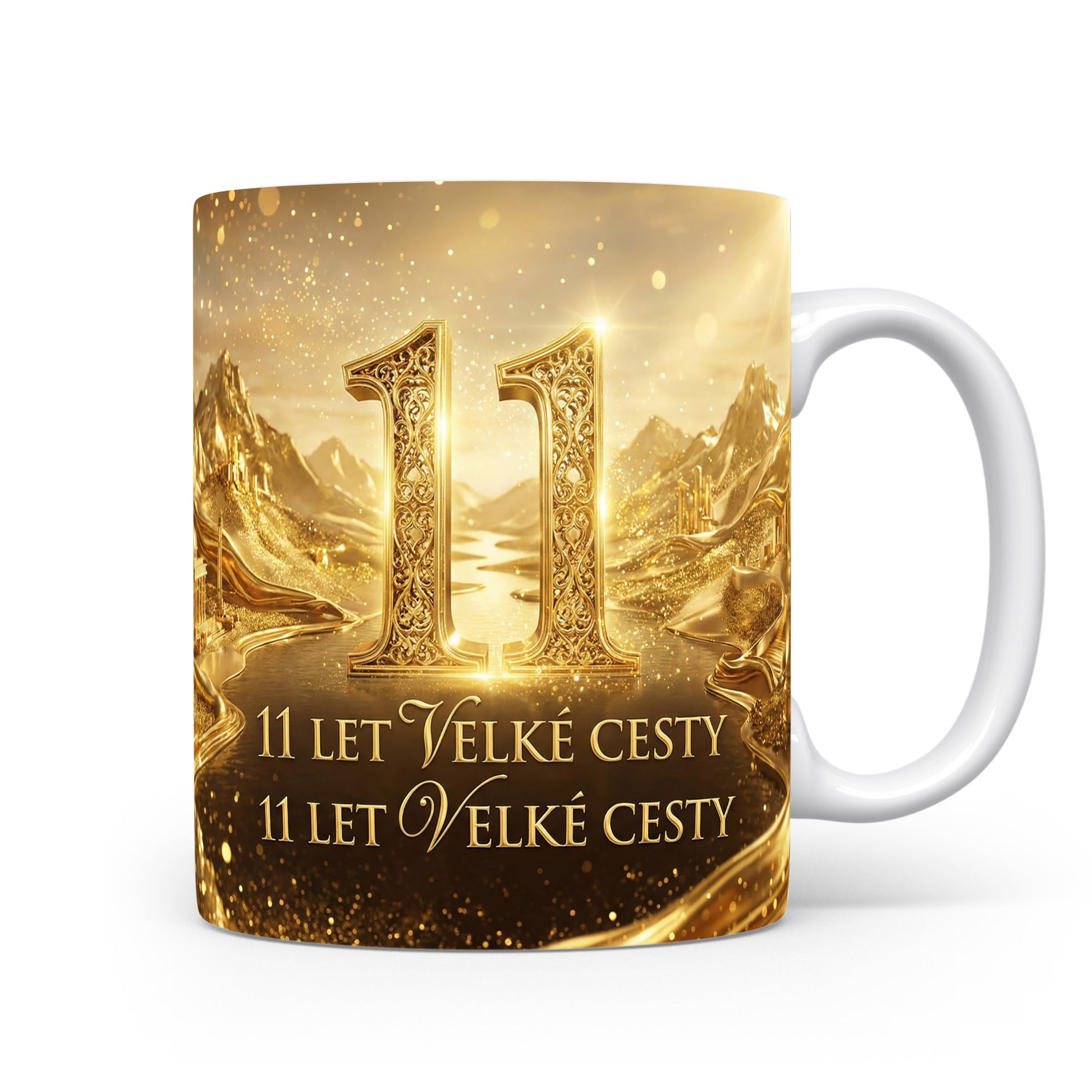 Hrnček s nápisem 11 let velké cesty