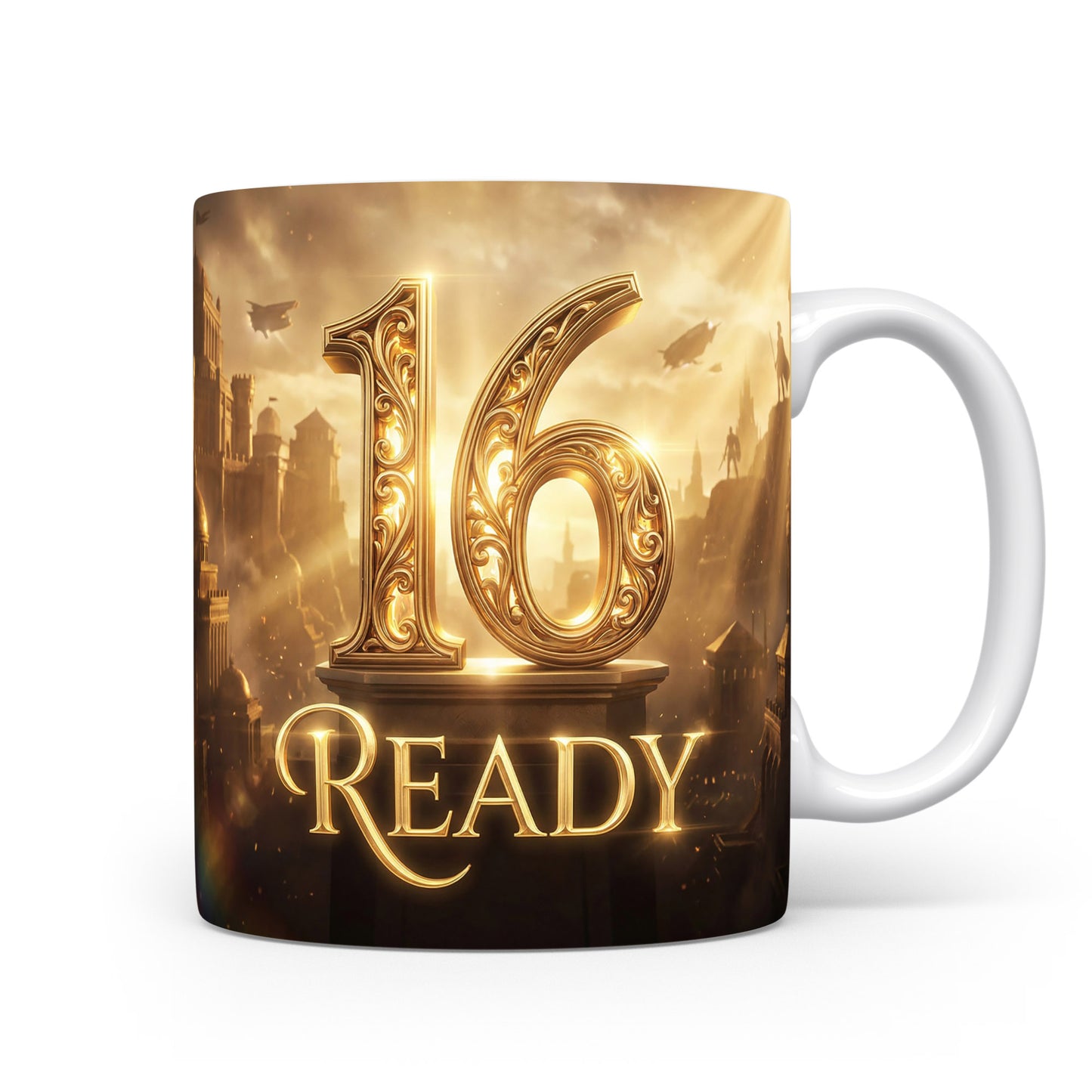 Hrnček s číslem 16 a nápisem READY
