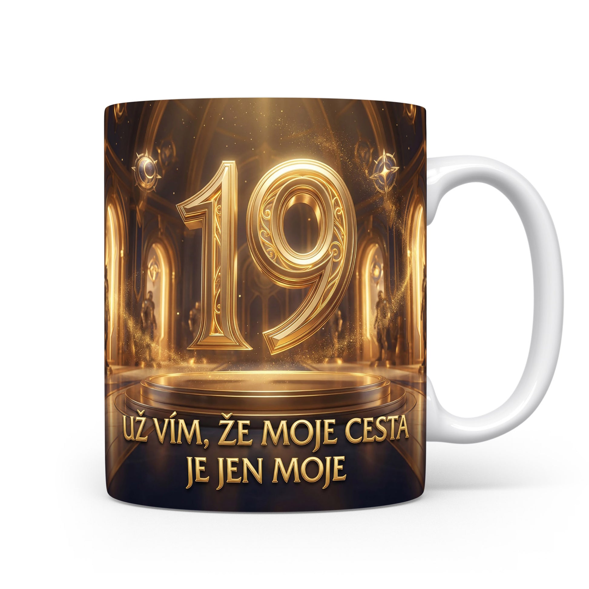 Hrnček s číslem 19 a sloganem