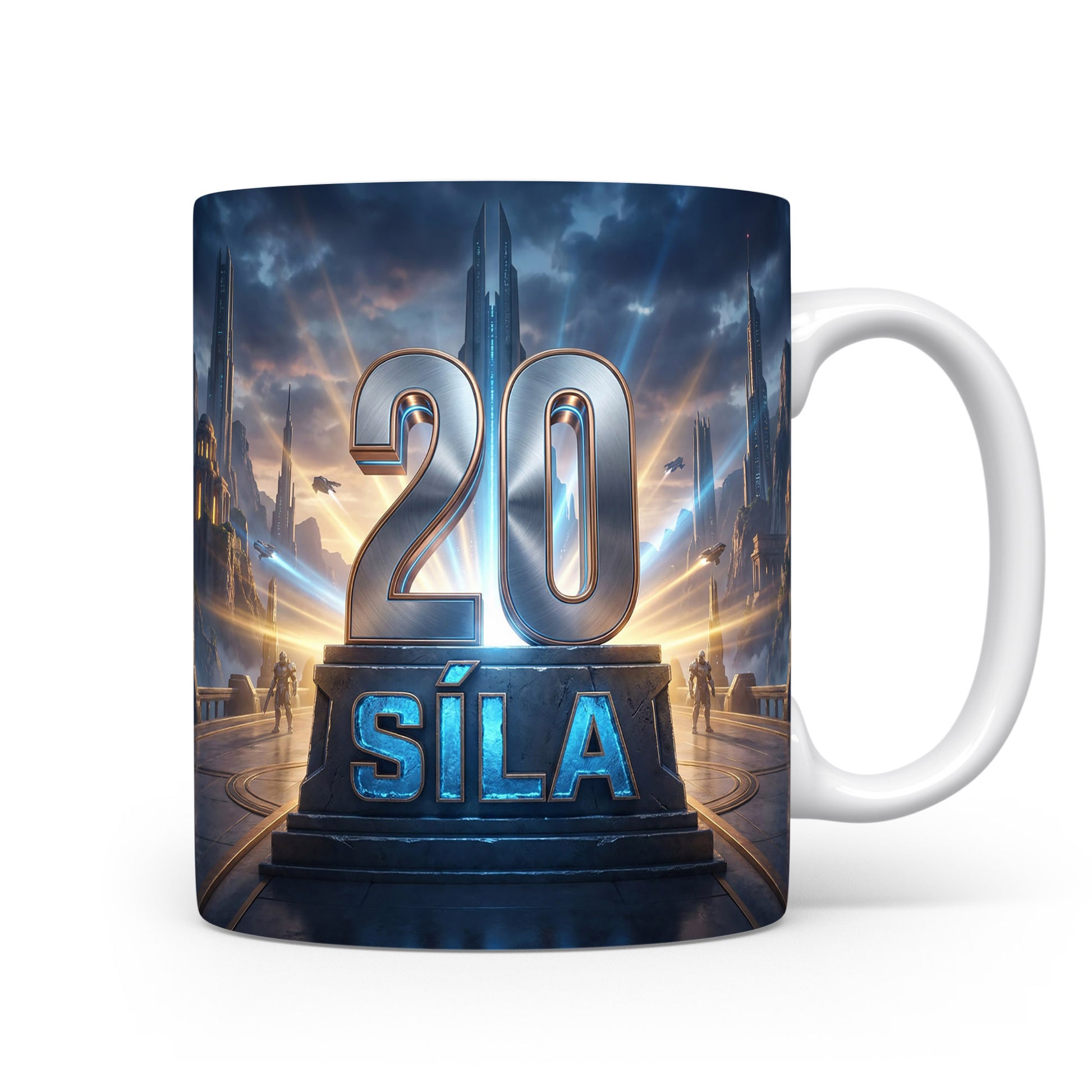 Hrnček s číslem 20 a nápisem SÍLA