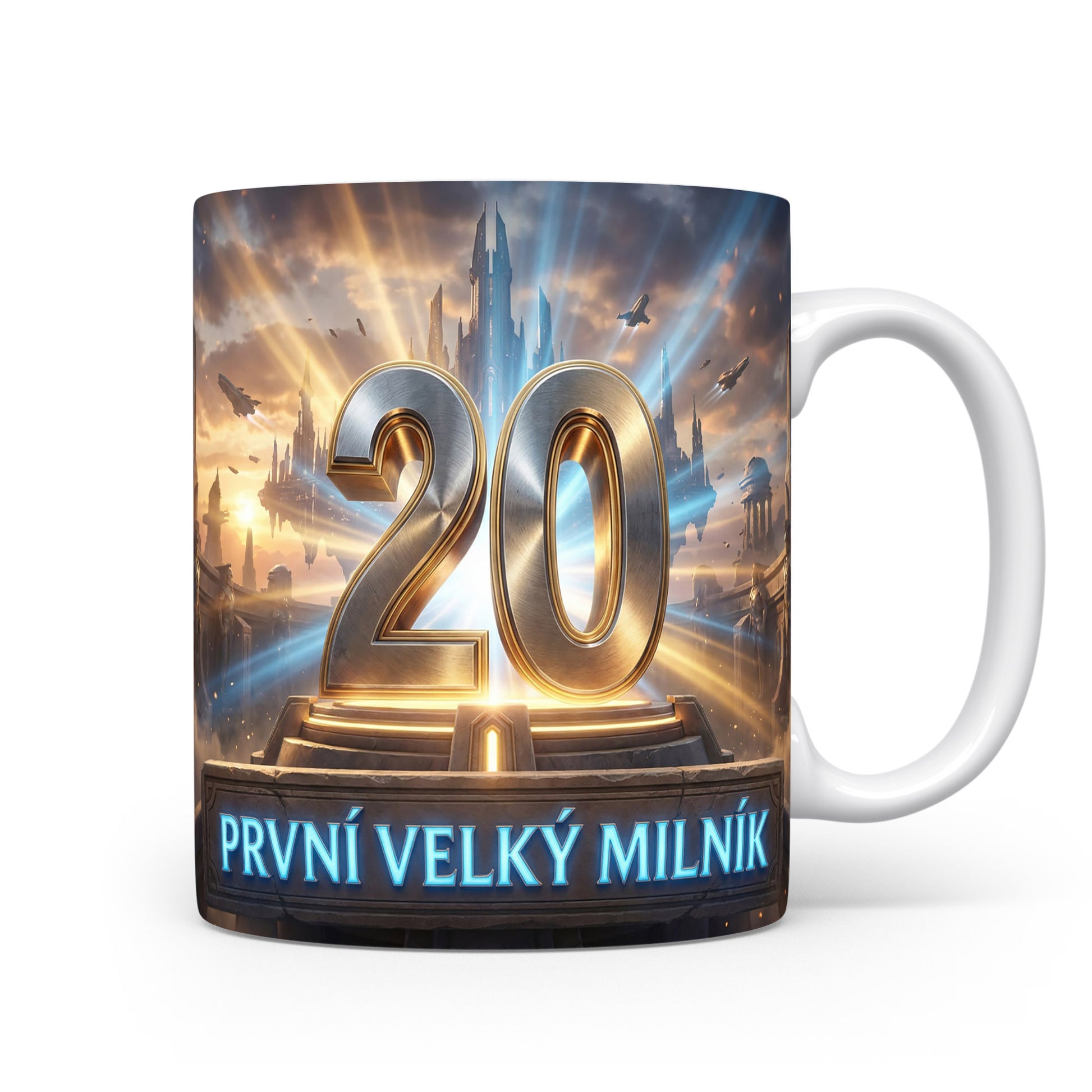 Hrnček s nápisem První velký milník