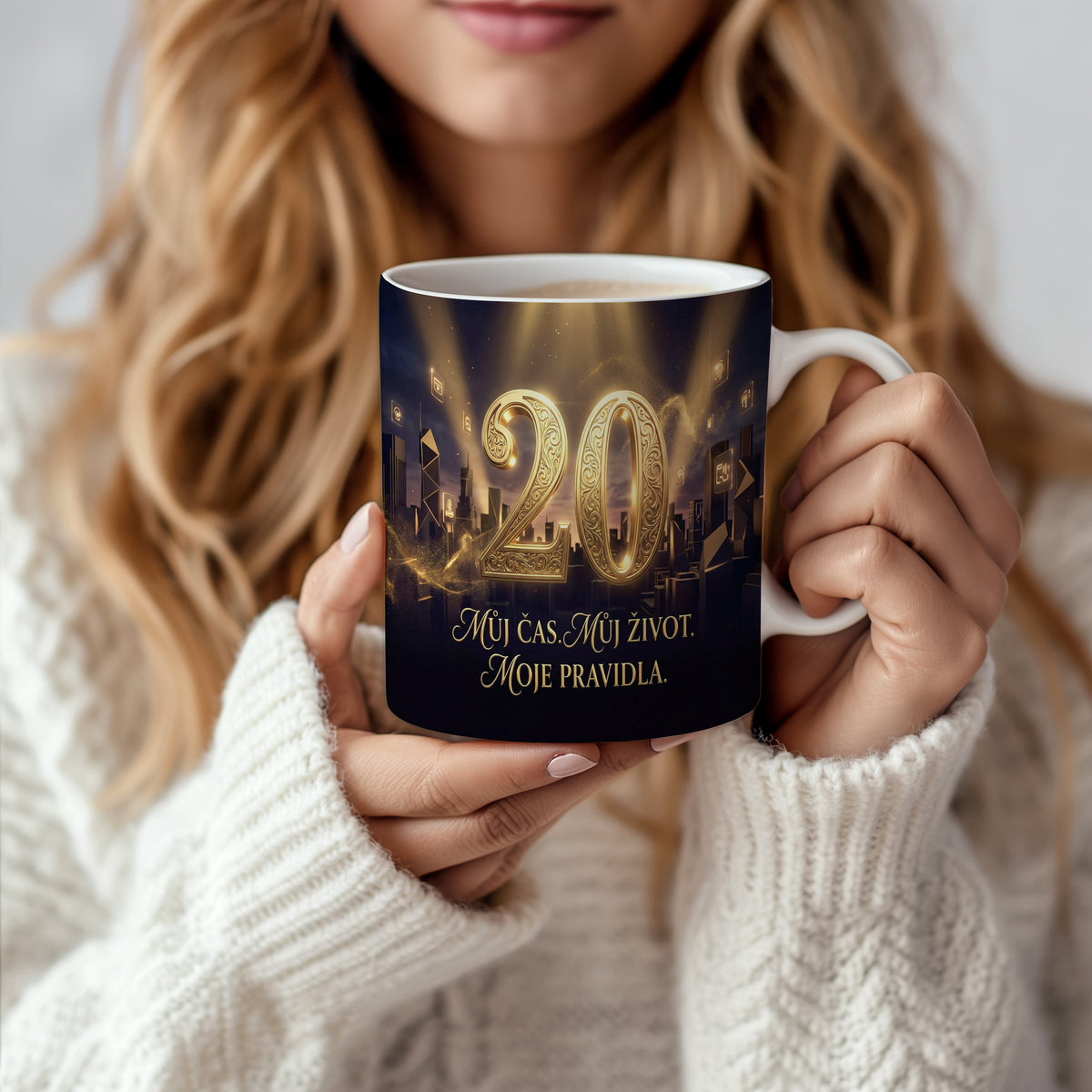 Narozeninový hrnek 20 let – MŮJ ČAS. MŮJ ŽIVOT. MOJE PRAVIDLA.