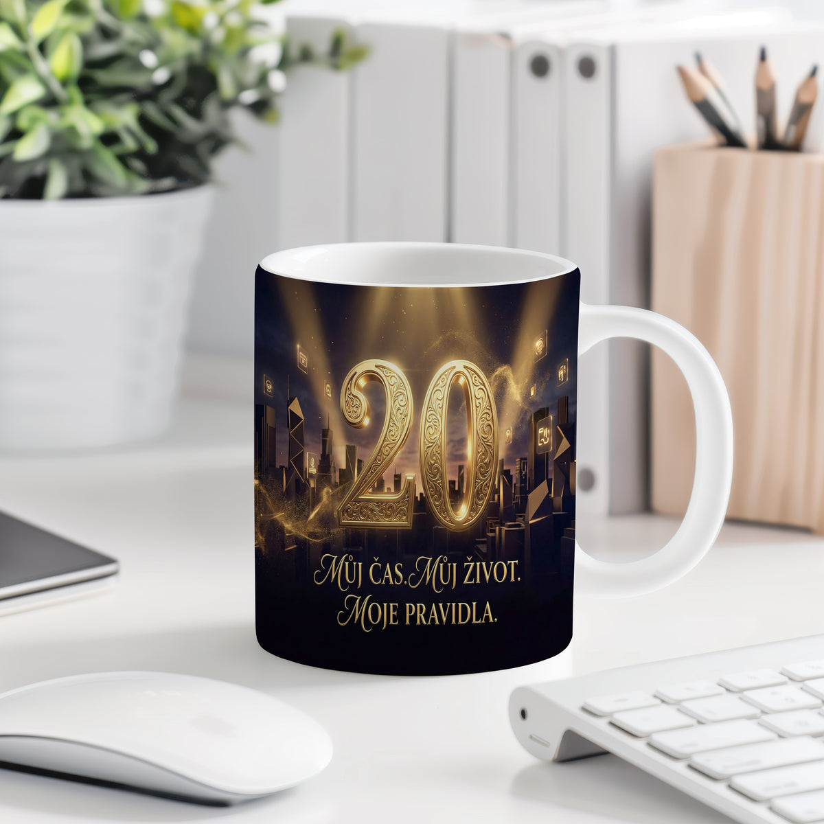 Narozeninový hrnek 20 let – MŮJ ČAS. MŮJ ŽIVOT. MOJE PRAVIDLA.