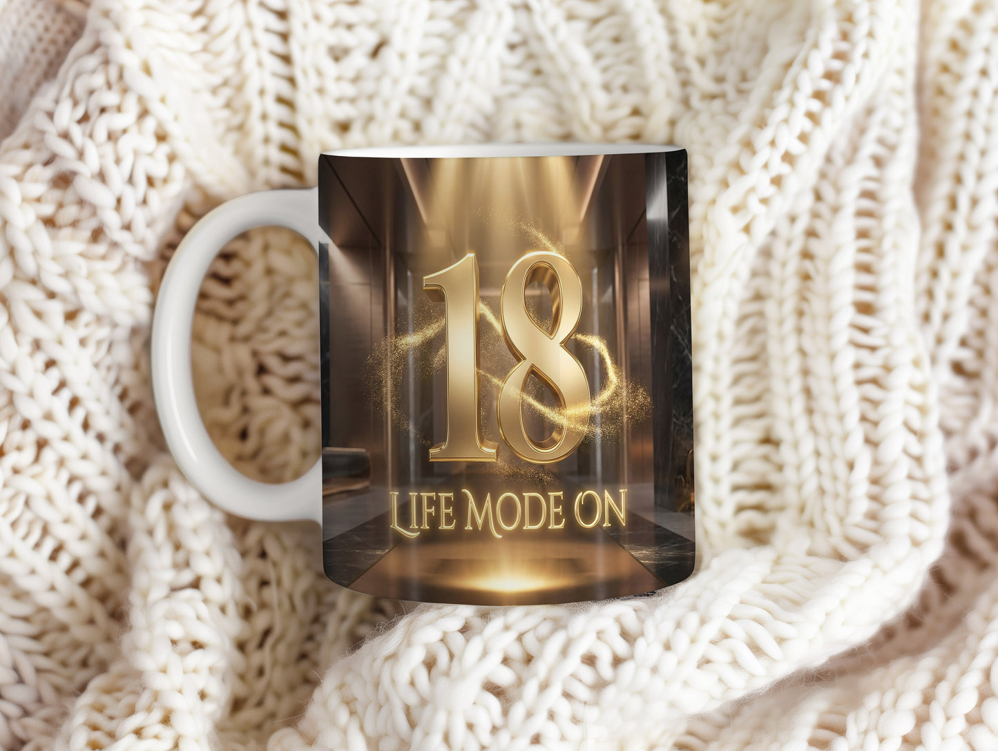 Narozeninový hrnek 18 let – LIFE MODE ON