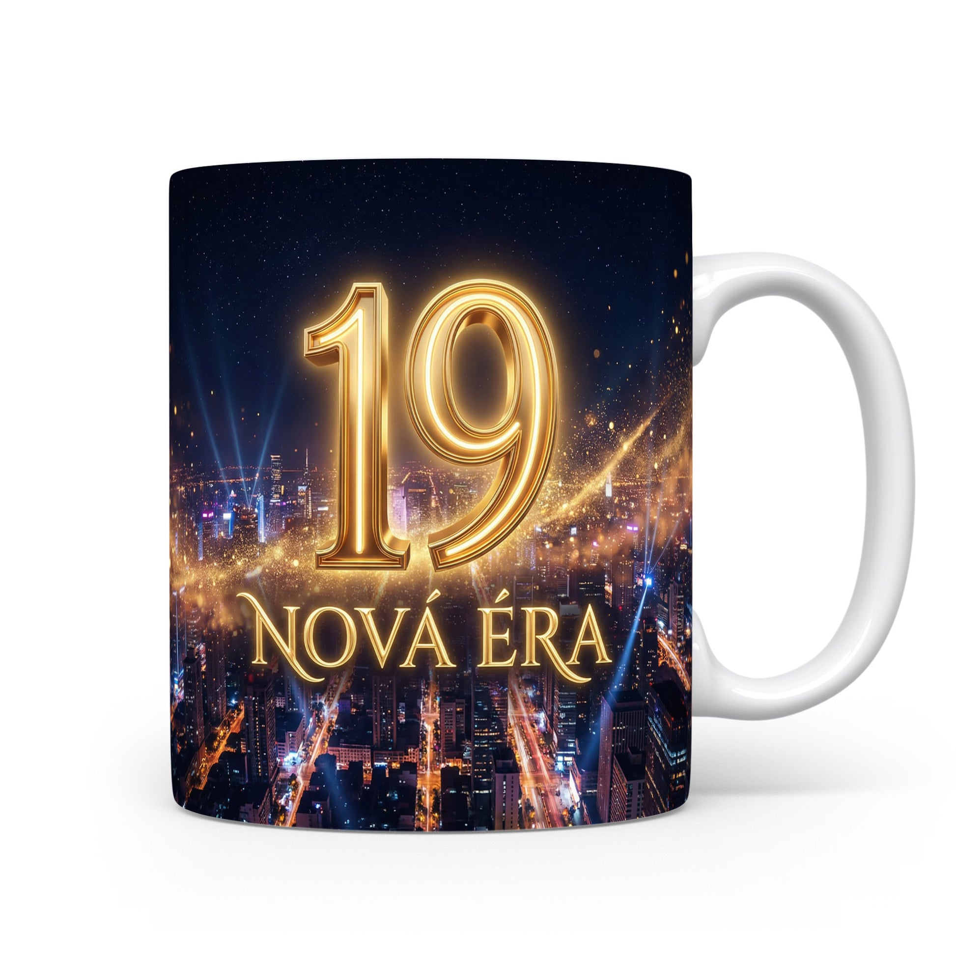 Hrnček s číslem 19 a nápisem NOVÁ ÉRA