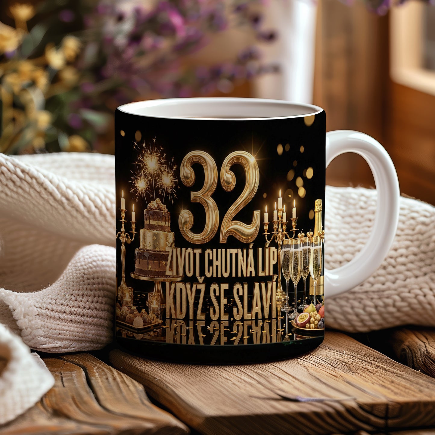 Narozeninový hrnek 32 let – ŽIVOT CHUTNÁ LÍP, KDYŽ SE SLAVÍ