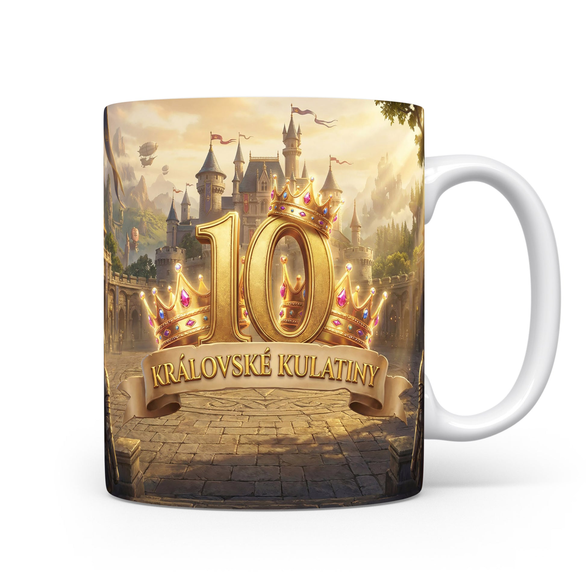 Hrnček s číslem 10 a nápisem Královské kulatiny