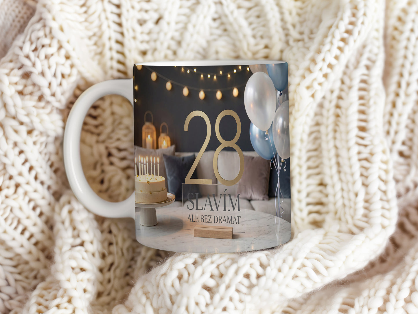 Narozeninový hrnek 28 let – SLAVÍM ALE BEZ DRAMAT