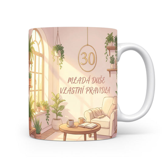 Hrnček s nápisem MLADÁ DUŠE VLASTNÍ PRAVIDLA