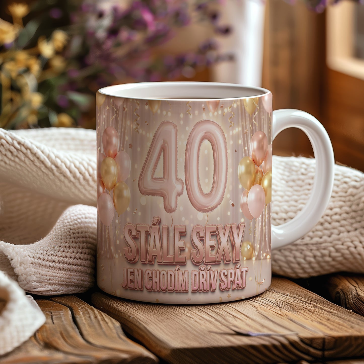 Narozeninový hrnek 40 let – STÁLE SEXY JEN CHODÍM DŘÍV SPÁT