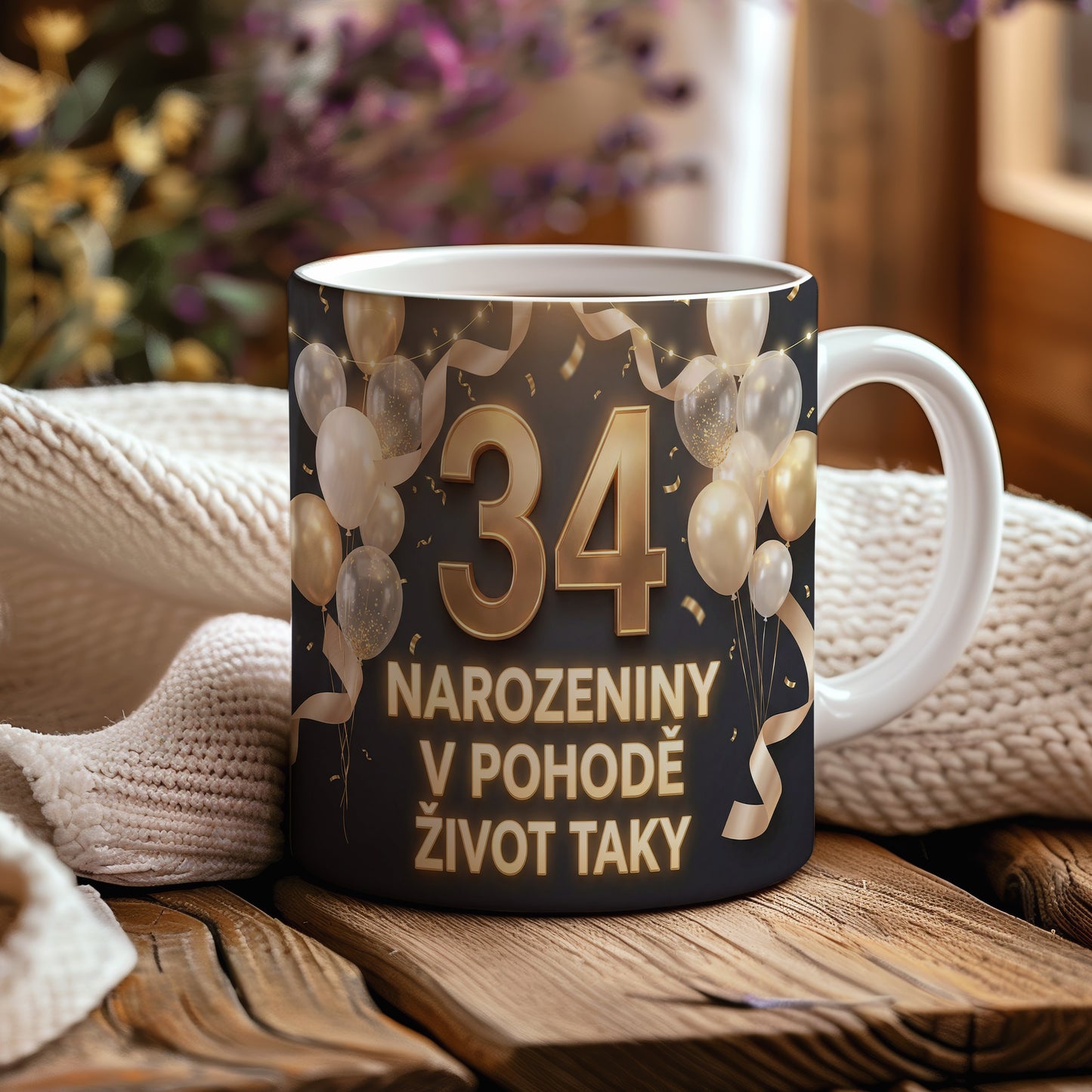 Narozeninový hrnek 34 let – NAROZENINY V POHODĚ ŽIVOT TAKY