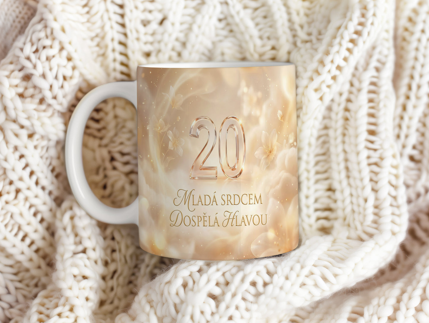 Narozeninový hrnek 20 let – MLADÁ SRDCEM DOSPĚLÁ HLAVOU
