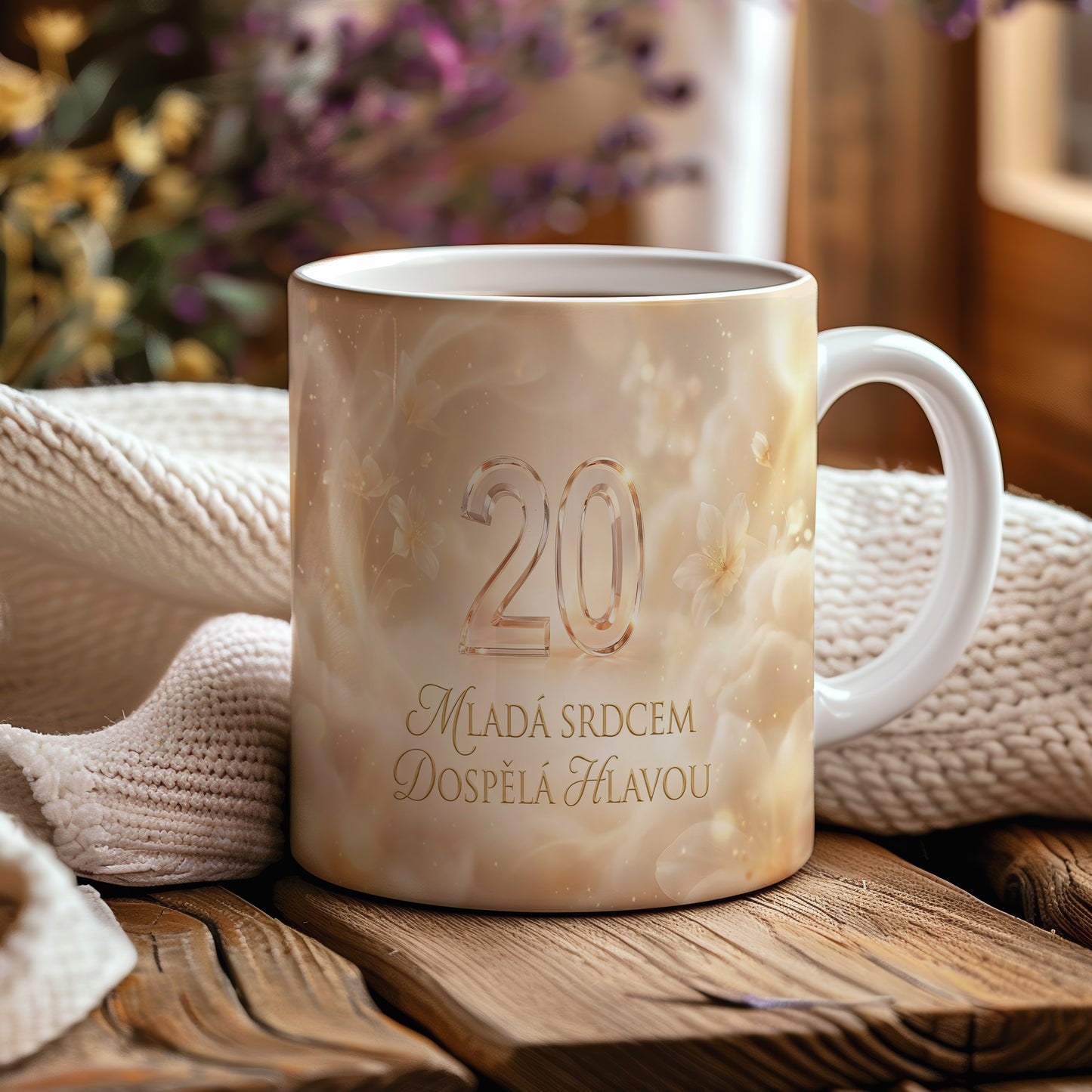 Narozeninový hrnek 20 let – MLADÁ SRDCEM DOSPĚLÁ HLAVOU