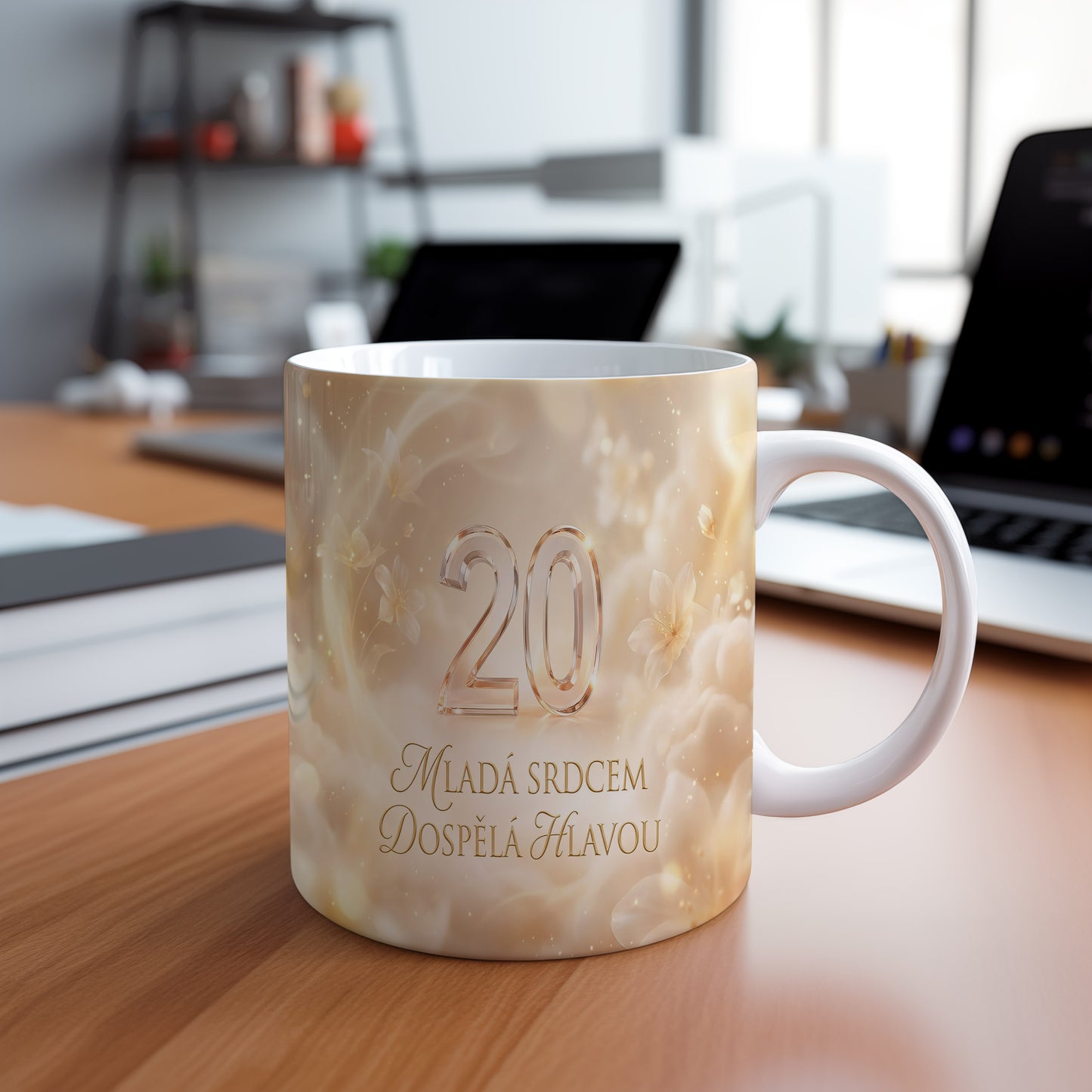 Narozeninový hrnek 20 let – MLADÁ SRDCEM DOSPĚLÁ HLAVOU