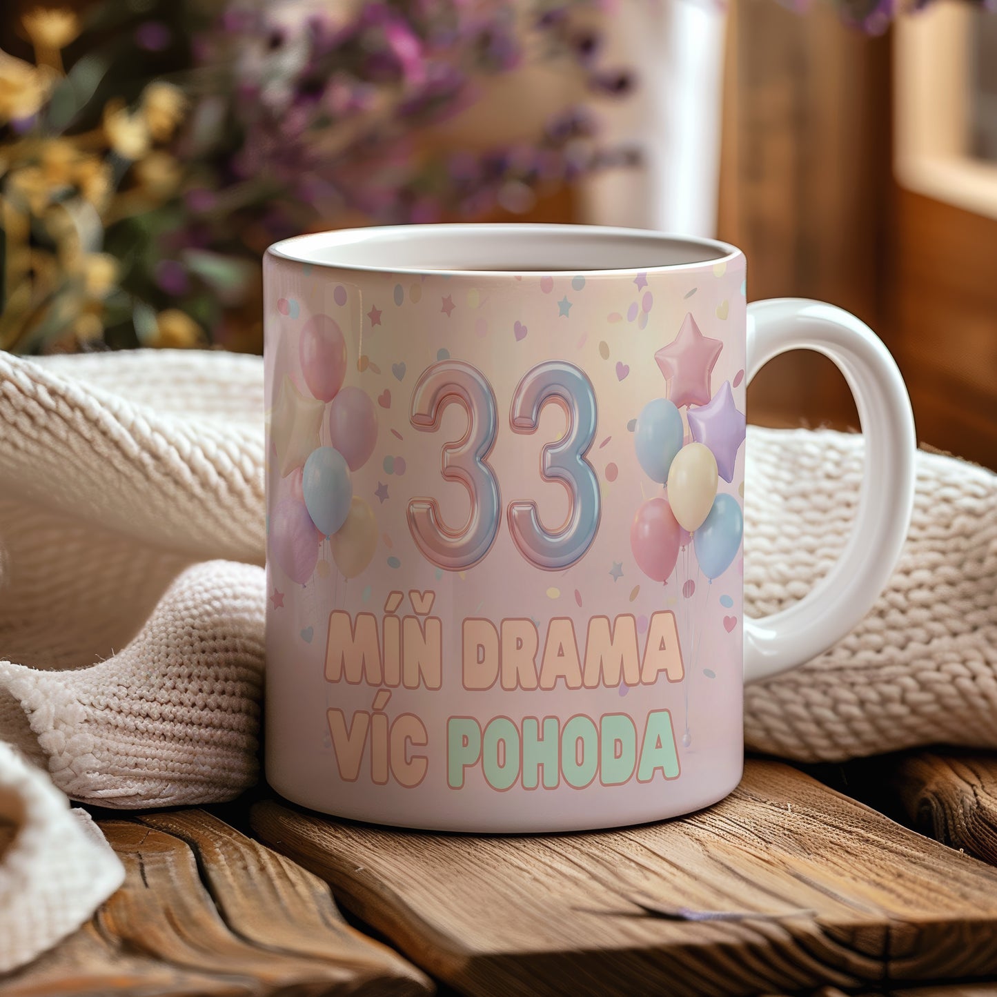 Narozeninový hrnek 33 let – MÍŇ DRAMA VÍC POHODA