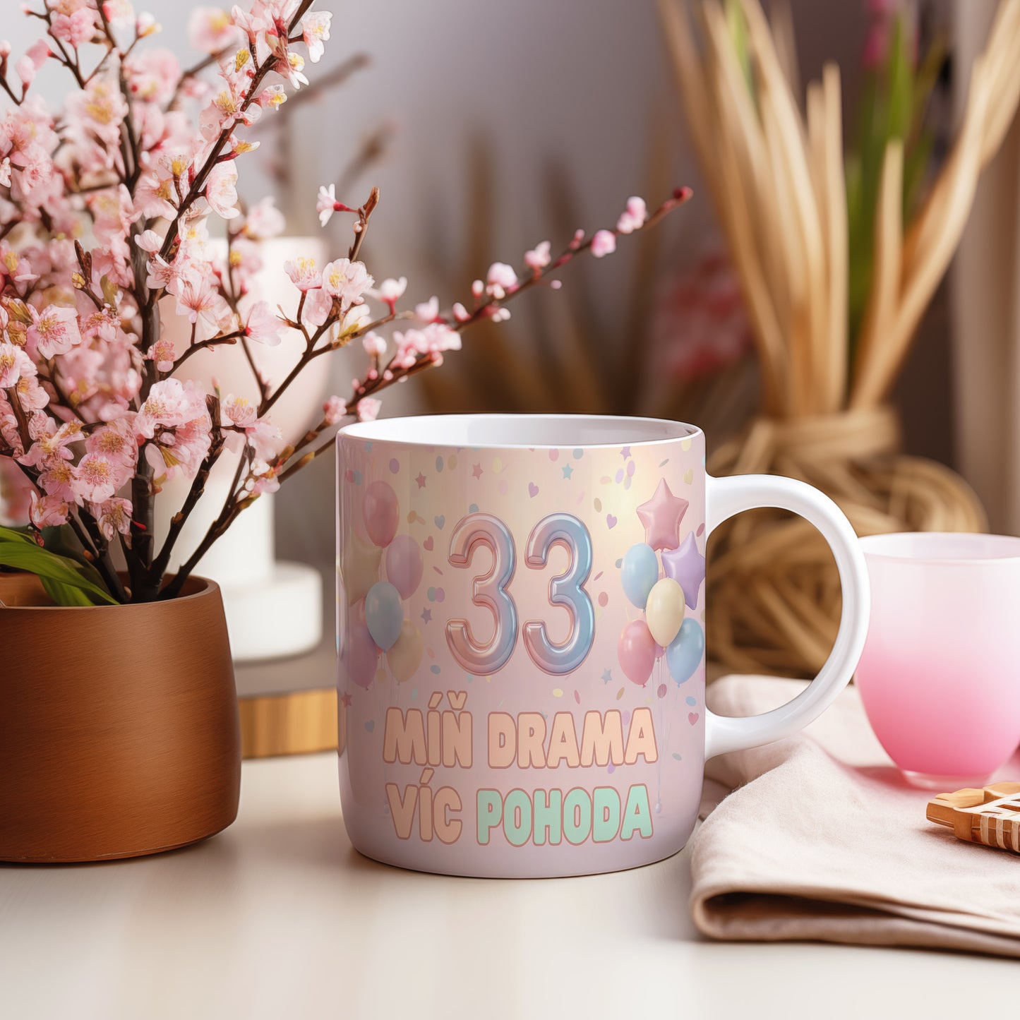 Narozeninový hrnek 33 let – MÍŇ DRAMA VÍC POHODA