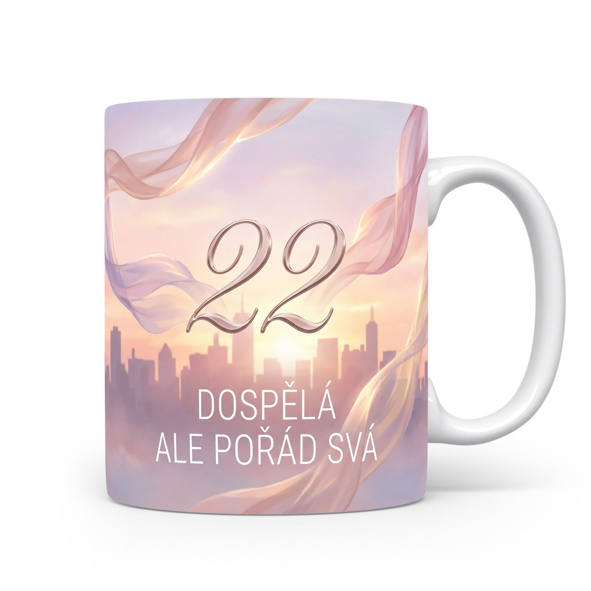 Hrnček s nápisem 22 Dospělá ale pořád svá