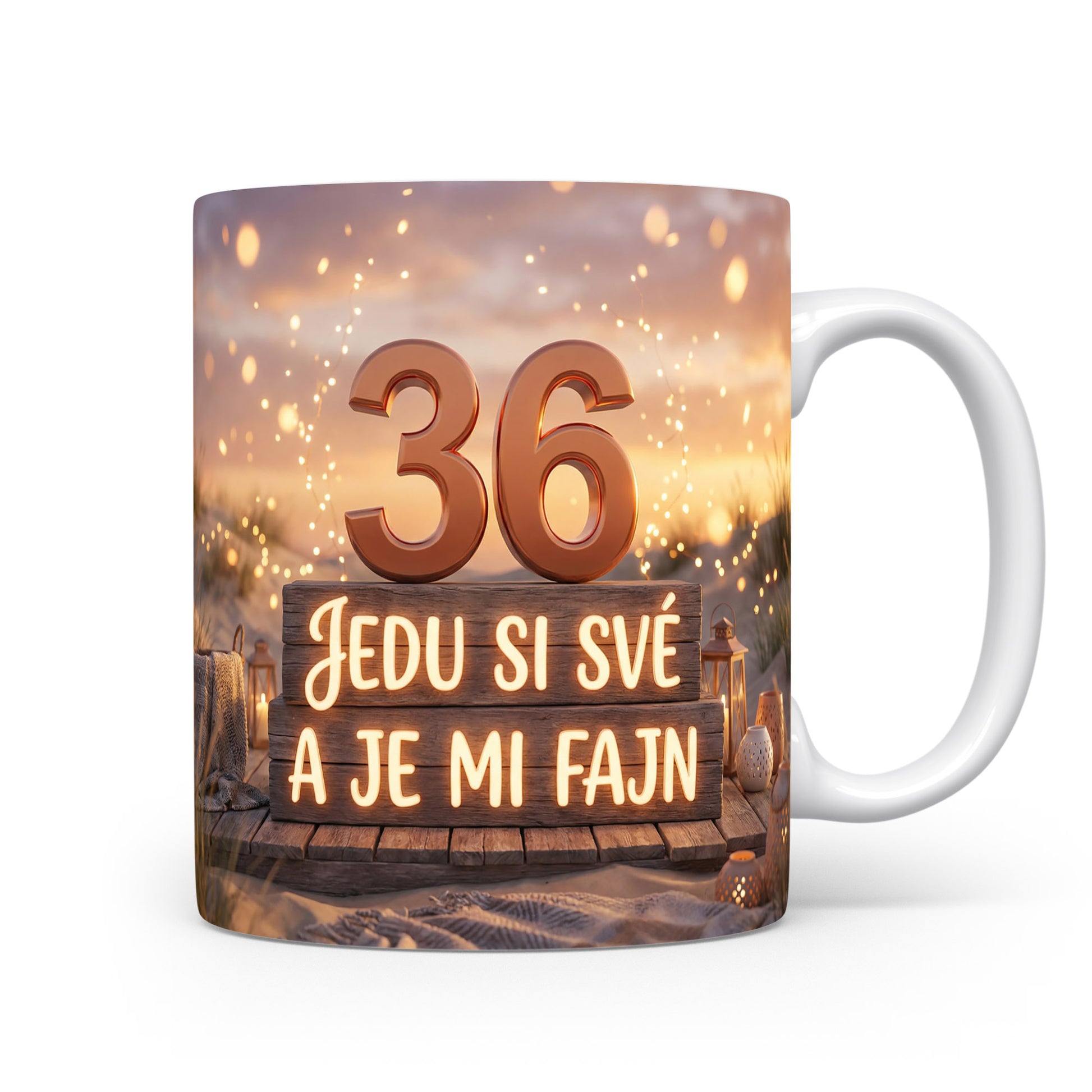 Narozeninový hrnek s číslem 36 a sloganem.