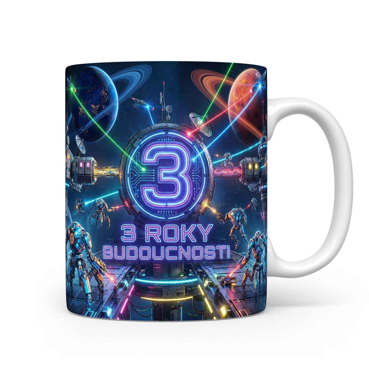 Hrnček s motivem vesmíru a číslem 3