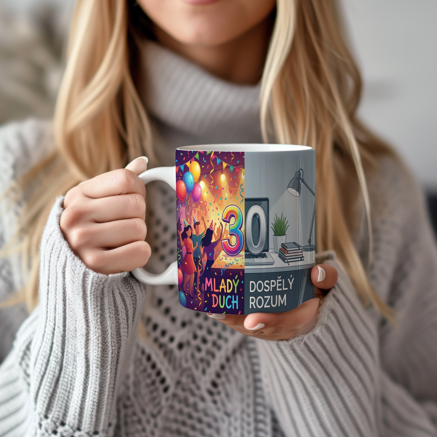 Narozeninový hrnek 30 let – MLADÝ DUCH DOSPĚLÝ ROZUM