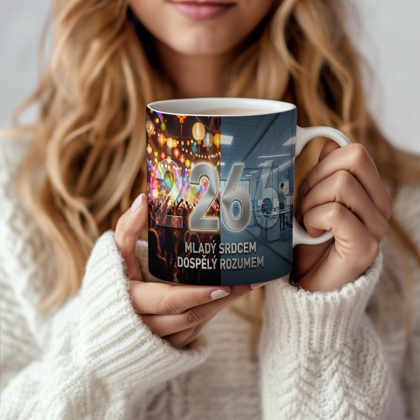 Narozeninový hrnek 26 let – MLADÝ SRDCEM DOSPĚLÝ ROZUMEM