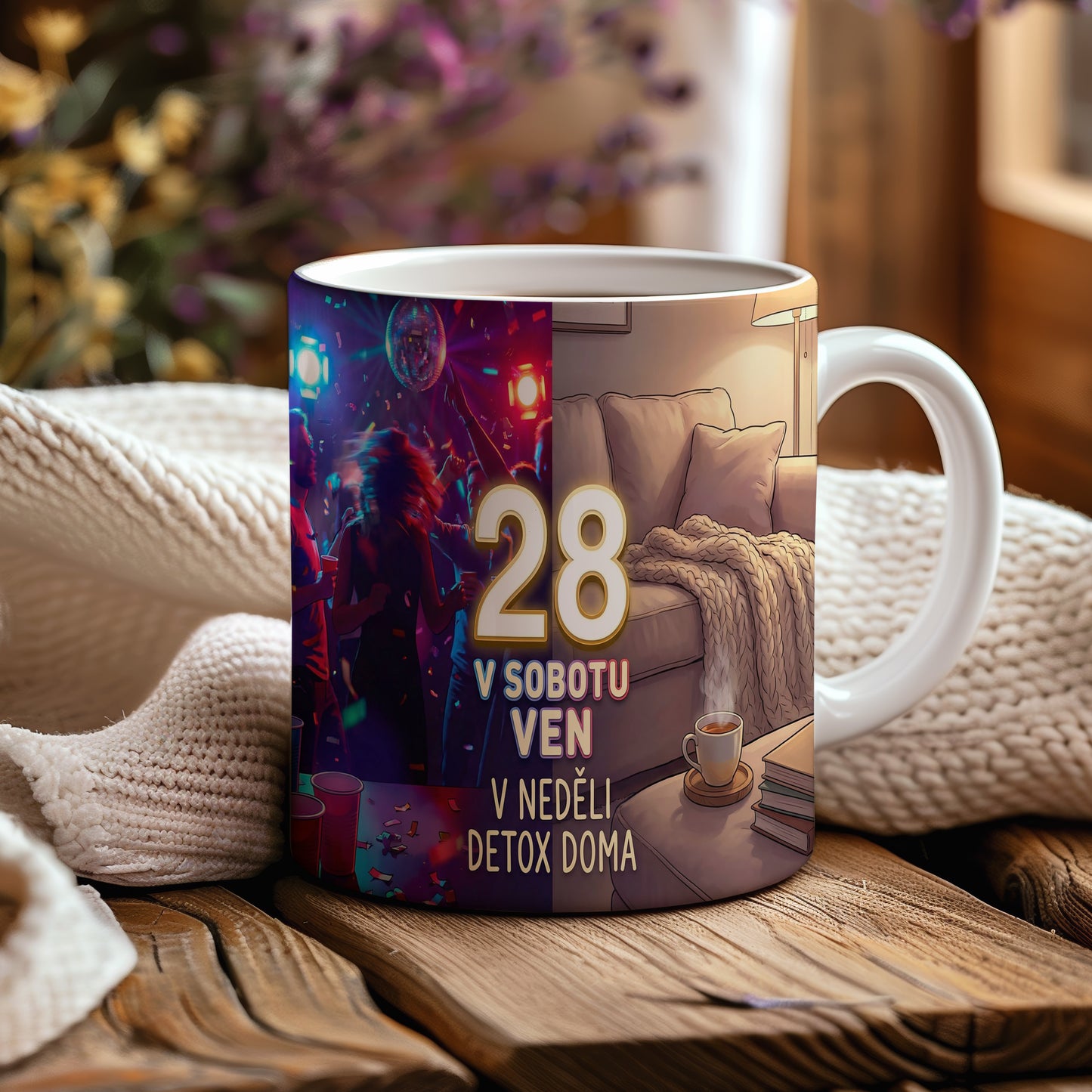 Narozeninový hrnek 28 let – V SOBOTU VEN V NEDĚLI DETOX DOMA