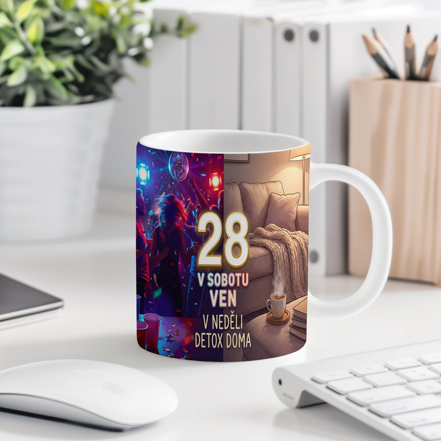 Narozeninový hrnek 28 let – V SOBOTU VEN V NEDĚLI DETOX DOMA