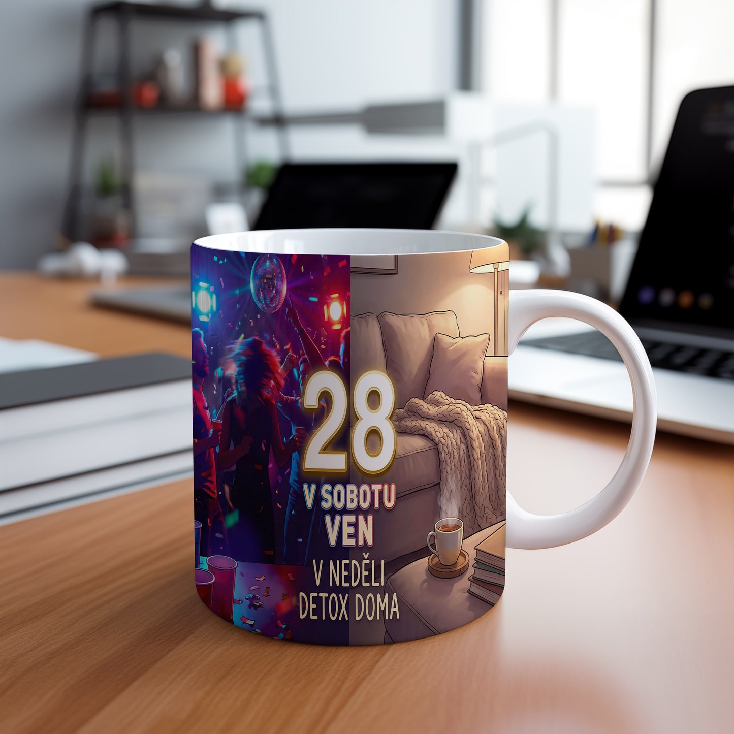 Narozeninový hrnek 28 let – V SOBOTU VEN V NEDĚLI DETOX DOMA