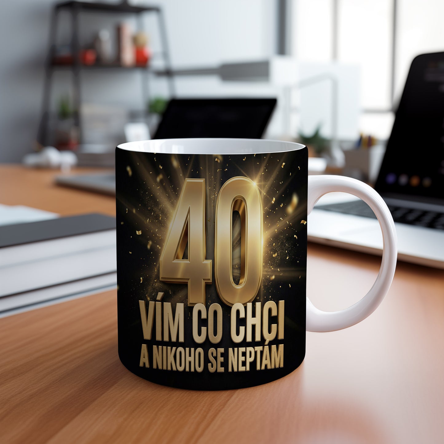 Narozeninový hrnek 40 let – VÍM CO CHCI A NIKOHO SE NEPTÁM