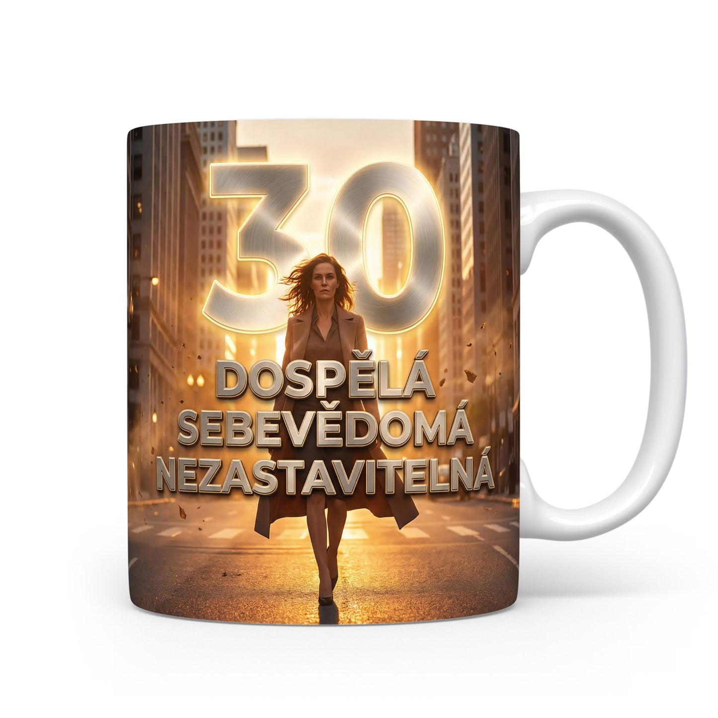 Hrnček s nápisem DOSPĚLÁ SEBEVĚDOMÁ NEZASTAVITELNÁ