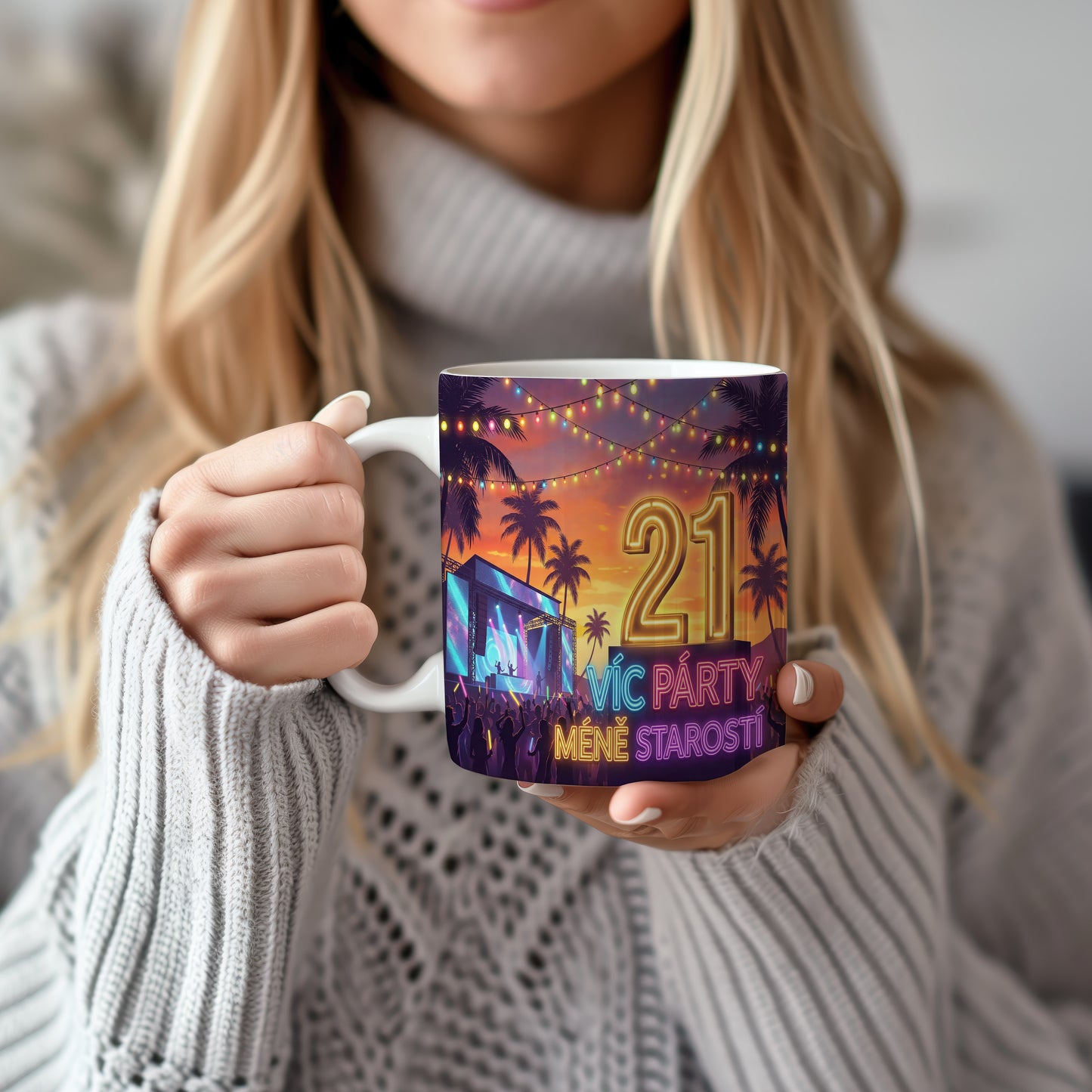 Narozeninový hrnek 21 let – VÍC PÁRTY, MÉNĚ STAROSTÍ