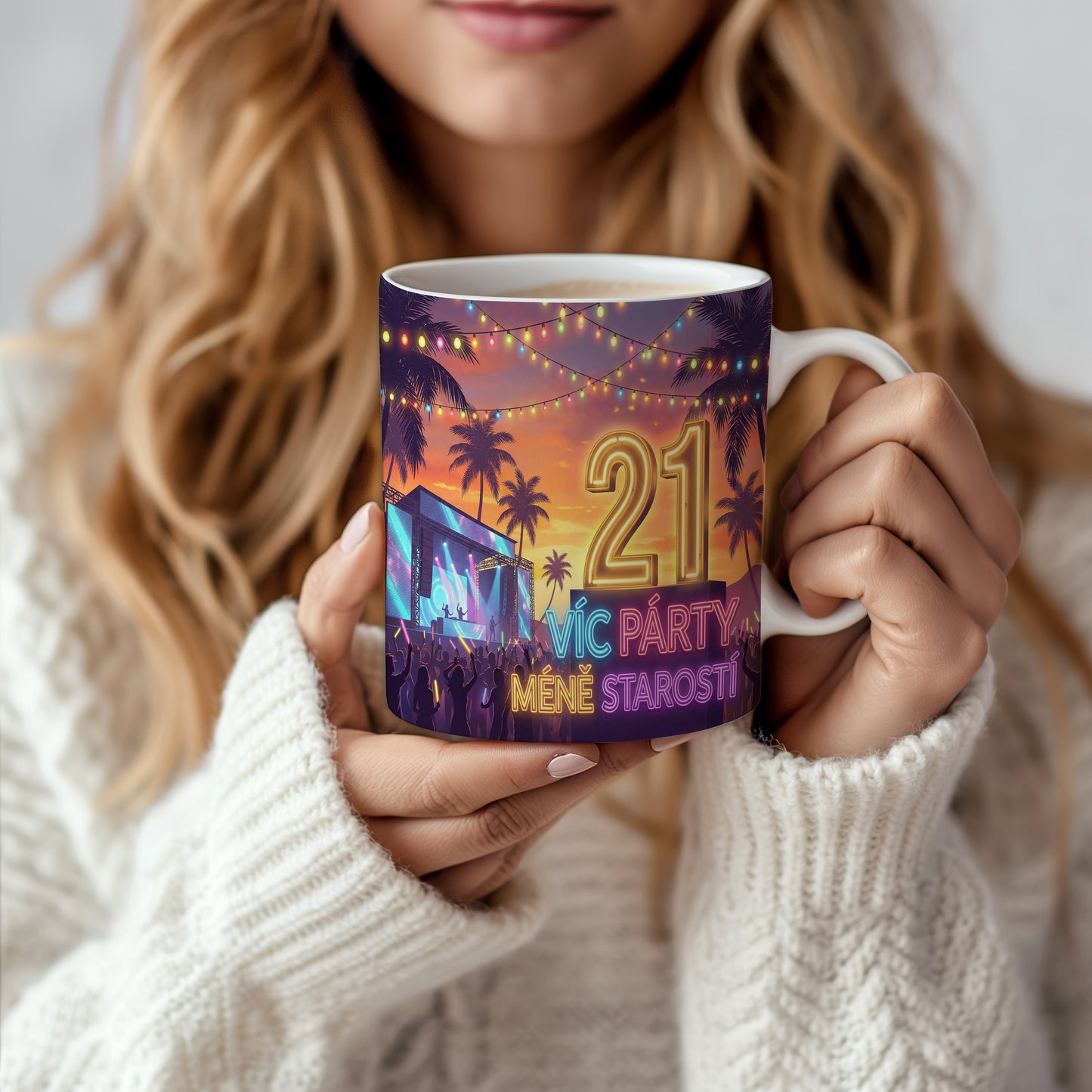 Narozeninový hrnek 21 let – VÍC PÁRTY, MÉNĚ STAROSTÍ