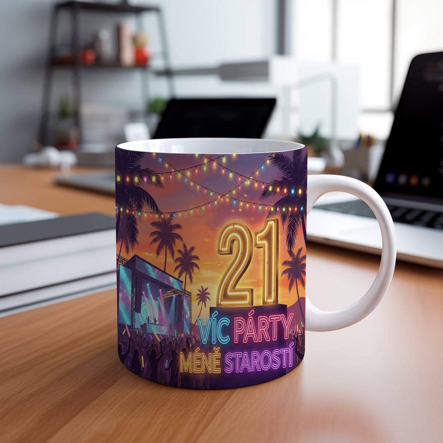 Narozeninový hrnek 21 let – VÍC PÁRTY, MÉNĚ STAROSTÍ