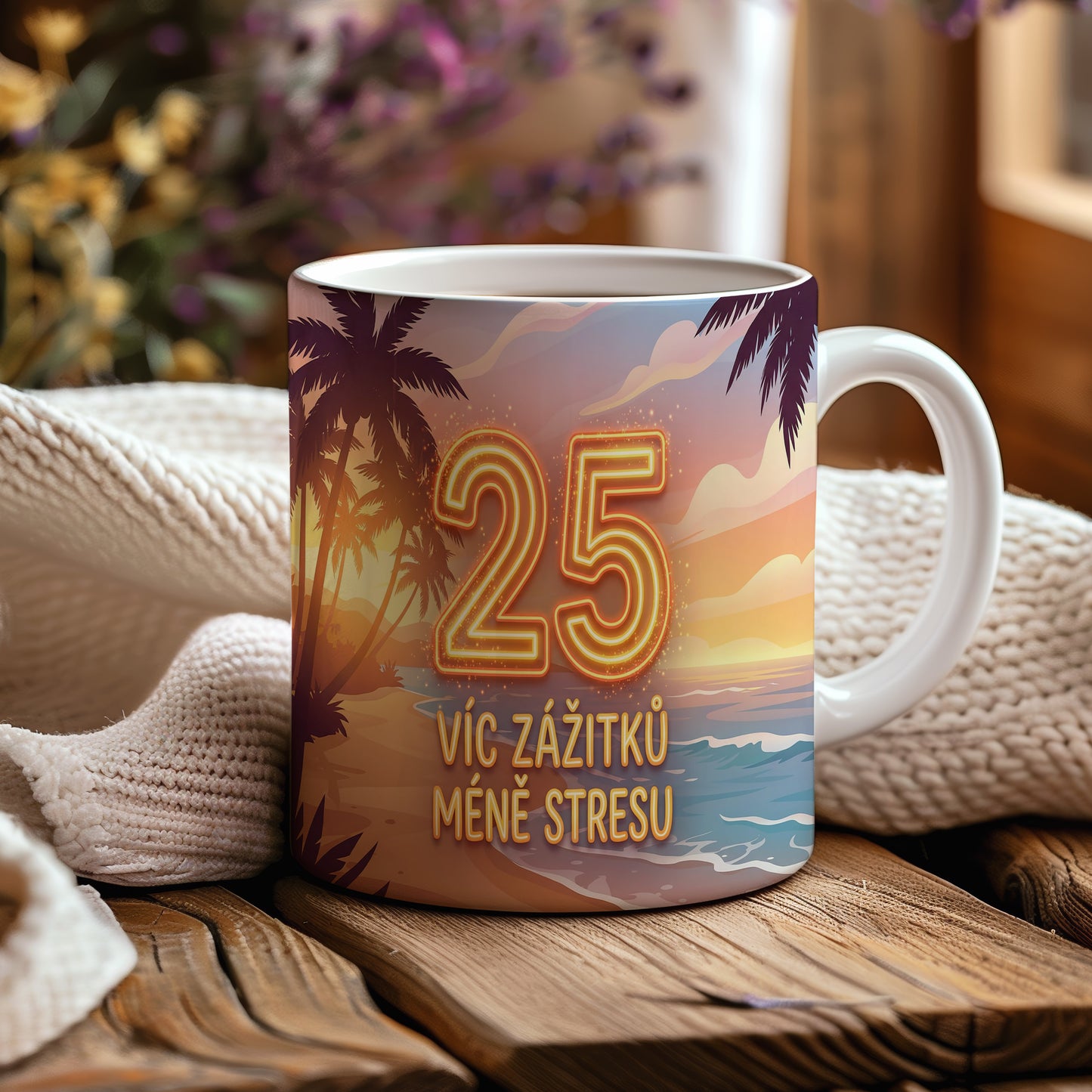 Narozeninový hrnek 25 let – VÍC ZÁŽITKŮ MÉNĚ STRESU