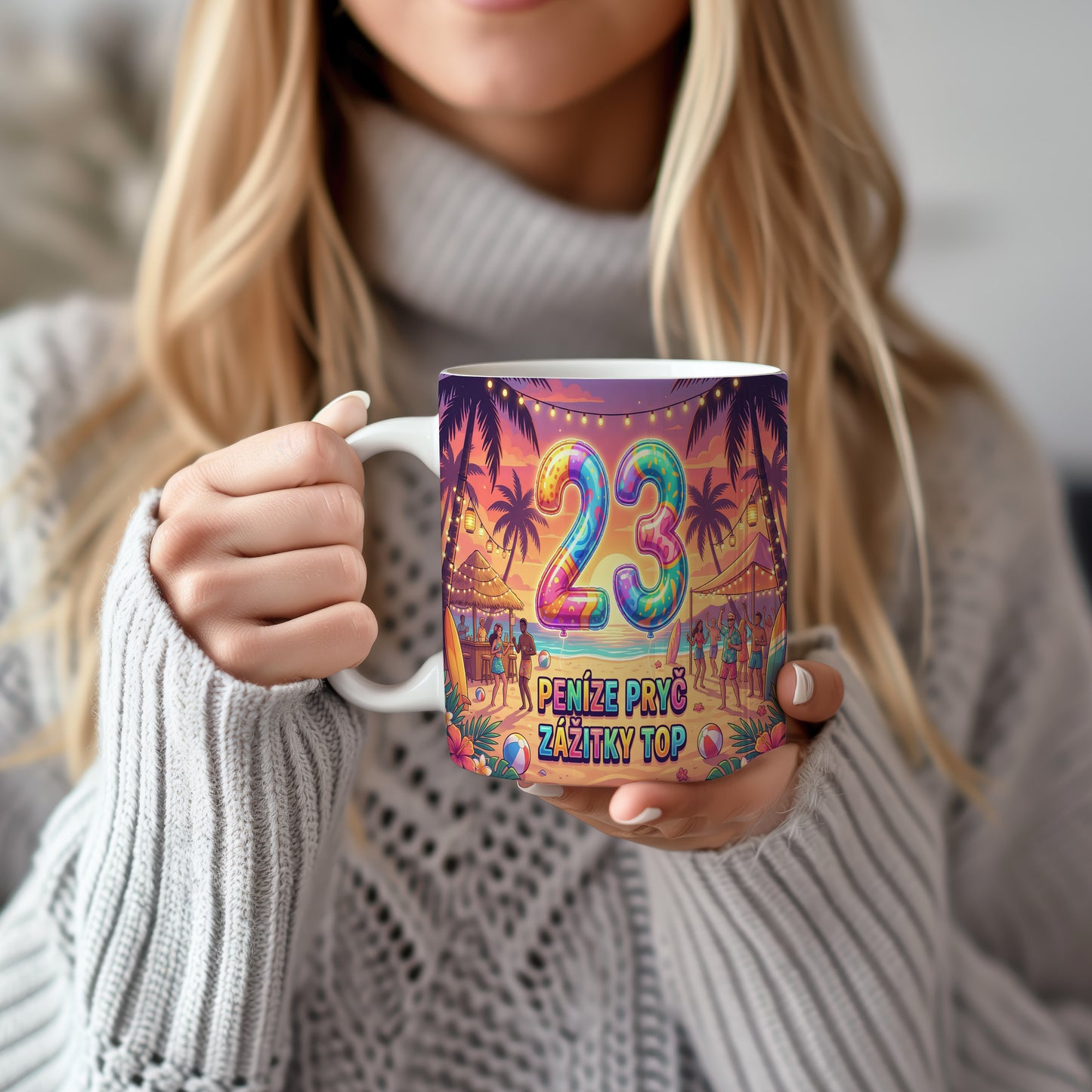 Narozeninový hrnek 23 let – PENÍZE PRYČ ZÁŽITKY TOP