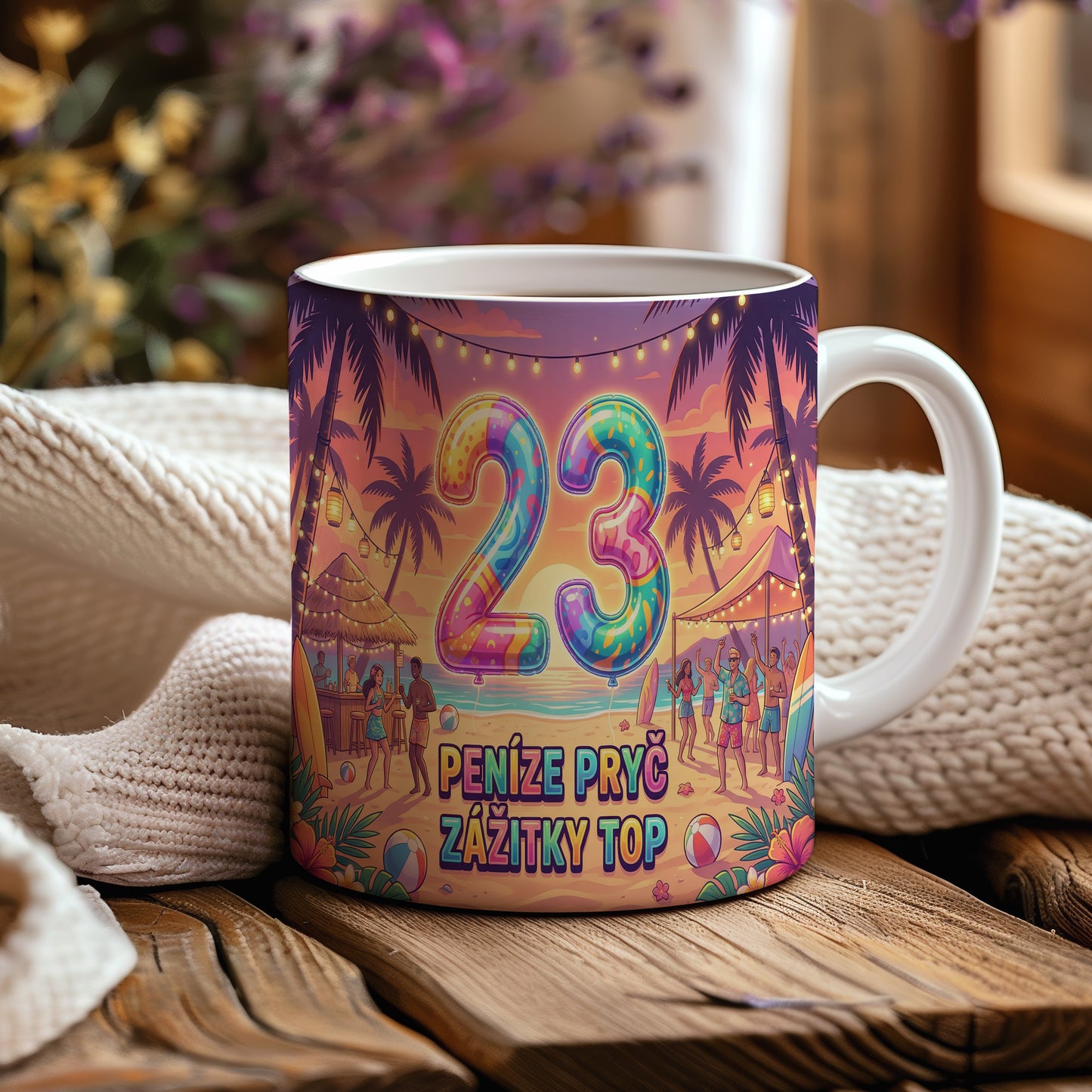 Narozeninový hrnek 23 let – PENÍZE PRYČ ZÁŽITKY TOP