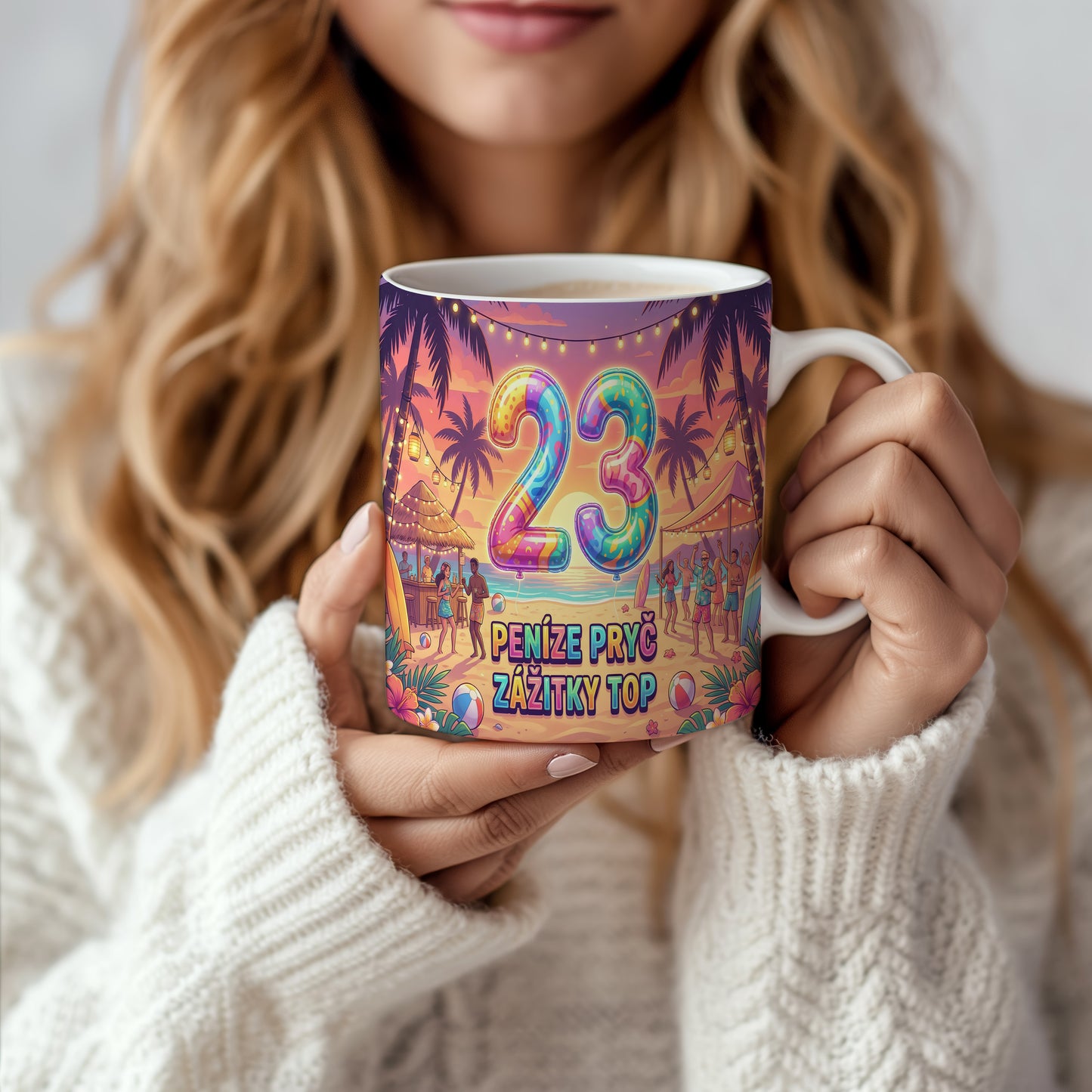 Narozeninový hrnek 23 let – PENÍZE PRYČ ZÁŽITKY TOP