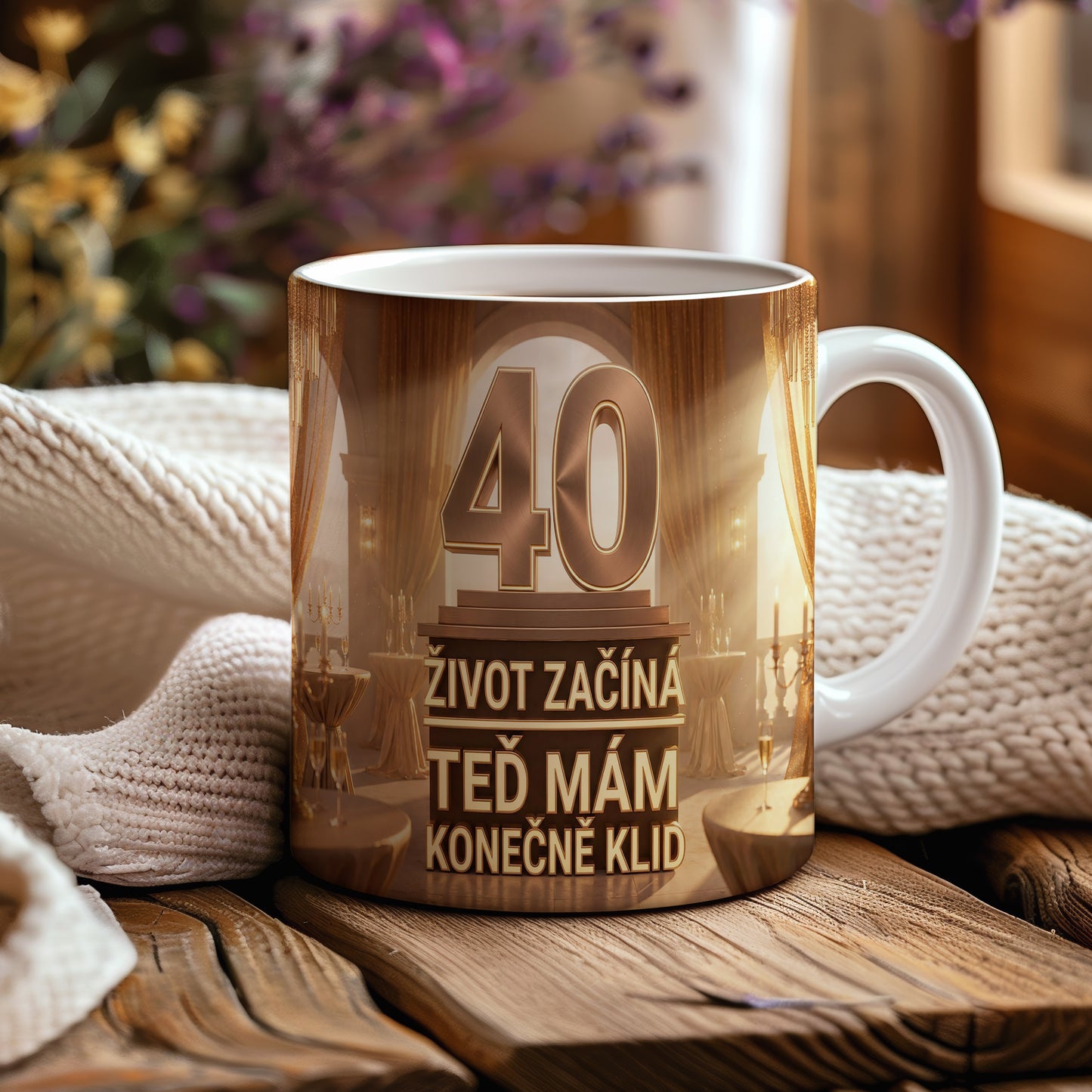 Narozeninový hrnek 40 let – ŽIVOT ZAČÍNÁ TEĎ MÁM KONEČNĚ KLID