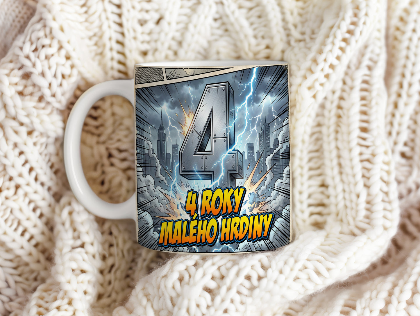 Narozeninový hrnek 4 roky – 4 ROKY MALÉHO HRDINY