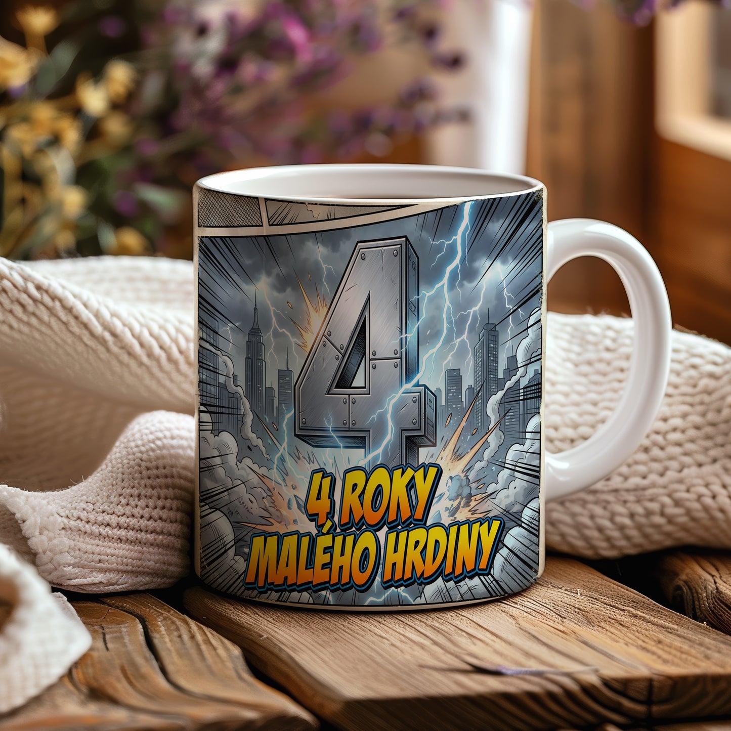 Narozeninový hrnek 4 roky – 4 ROKY MALÉHO HRDINY
