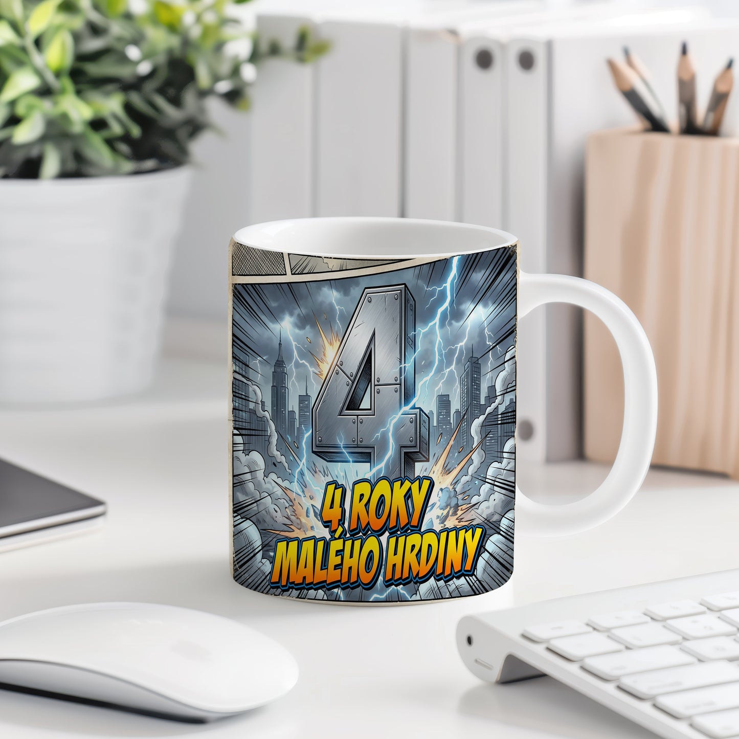 Narozeninový hrnek 4 roky – 4 ROKY MALÉHO HRDINY