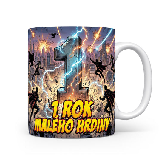 Hrnček s nápisem 1. ROK MALÉHO HRDINY