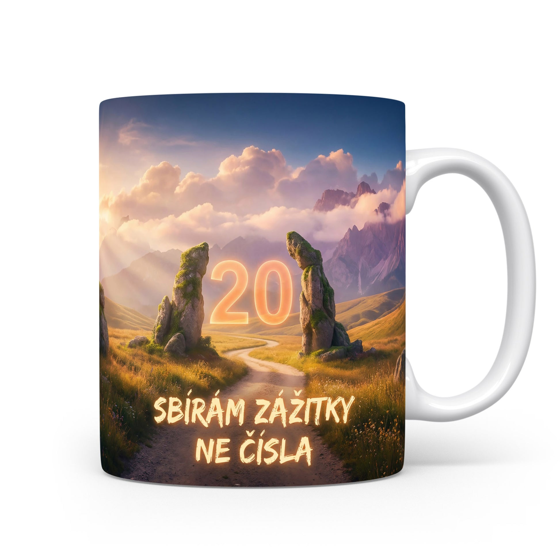 Narozeninový hrnek s číslem 20 a sloganem.