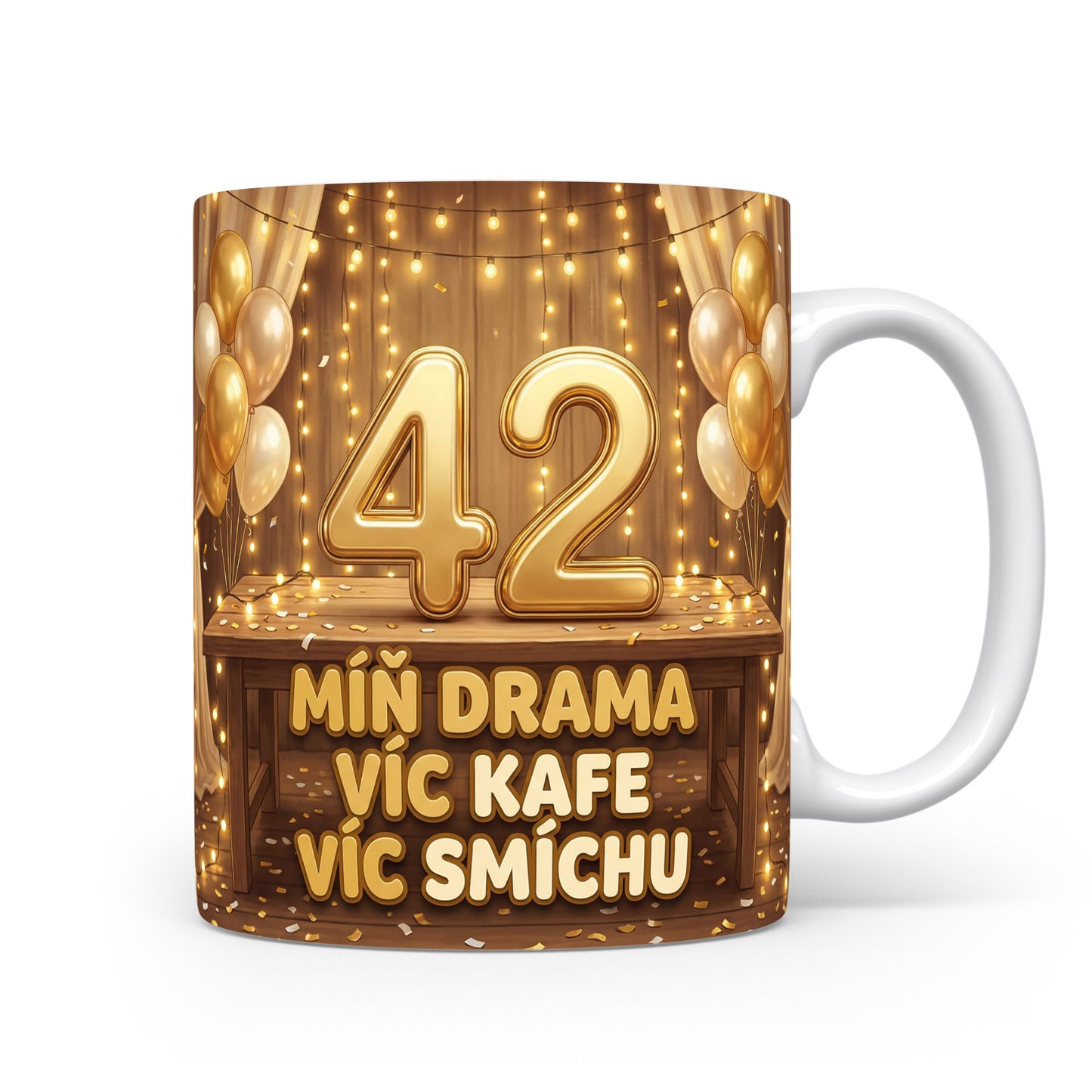 Narozeninový hrnek s číslem 42 a sloganem