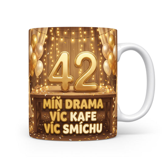 Narozeninový hrnek s číslem 42 a sloganem