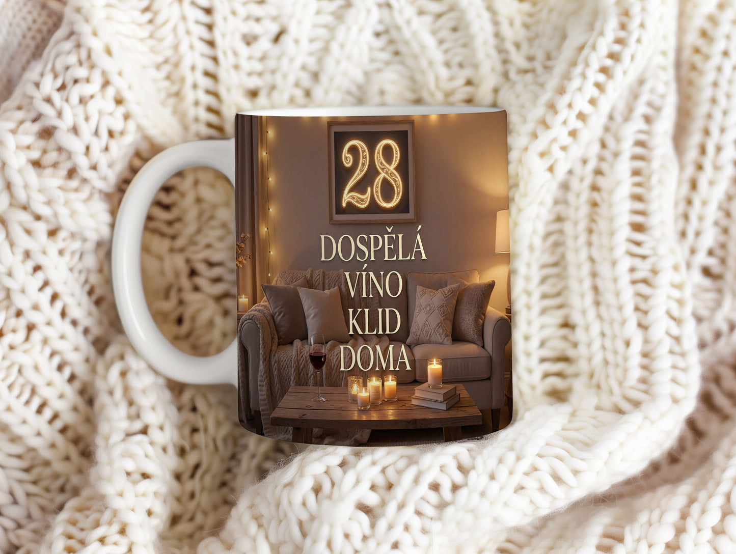 Narozeninový hrnek 28 let – DOSPĚLÁ VÍNO KLID DOMA