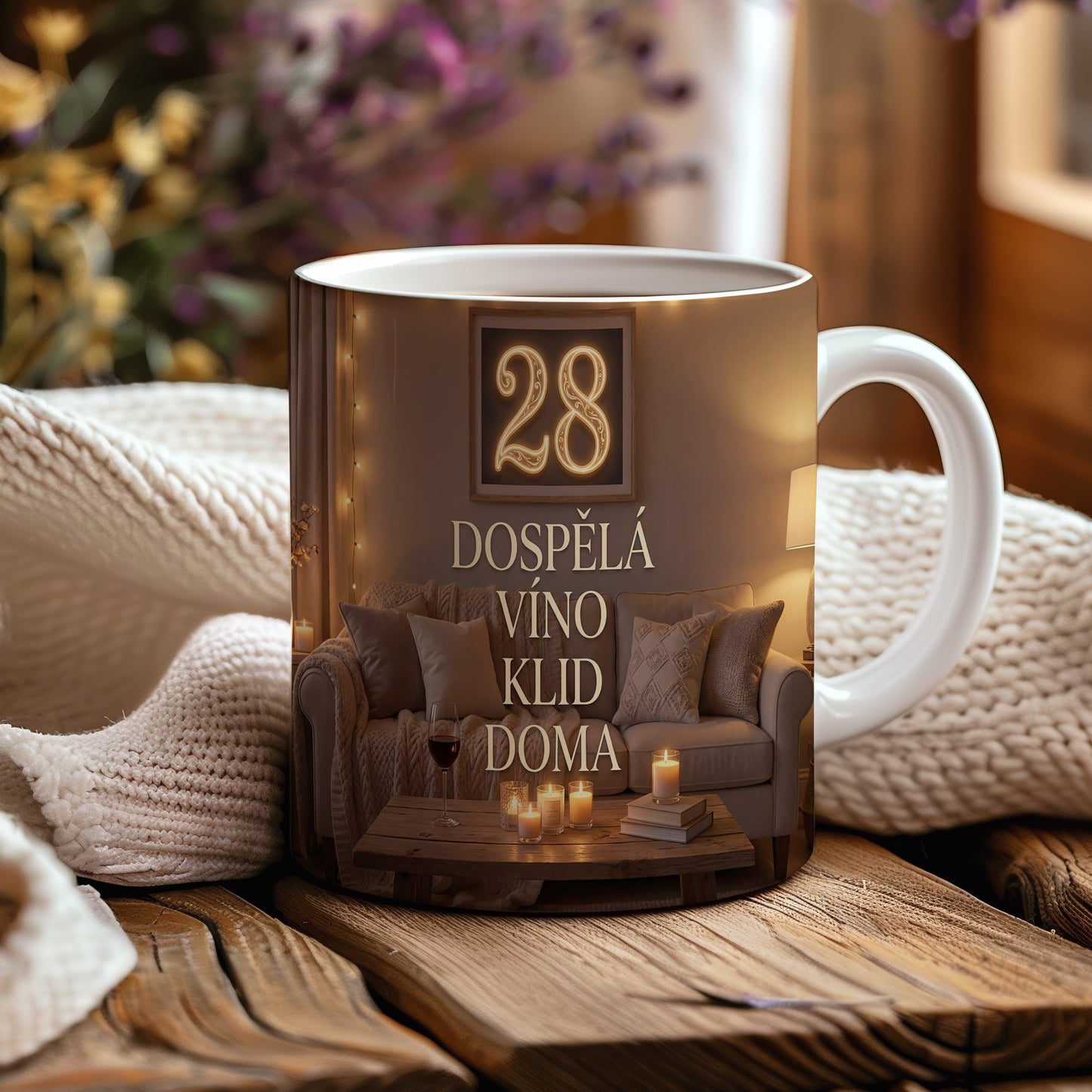 Narozeninový hrnek 28 let – DOSPĚLÁ VÍNO KLID DOMA