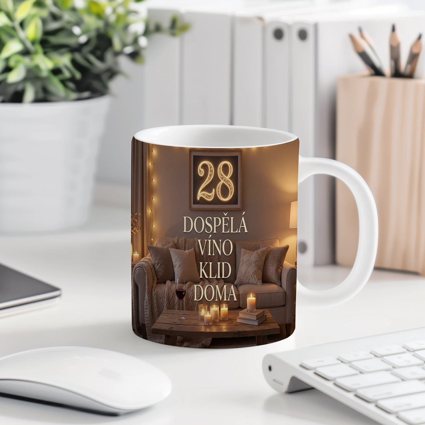 Narozeninový hrnek 28 let – DOSPĚLÁ VÍNO KLID DOMA