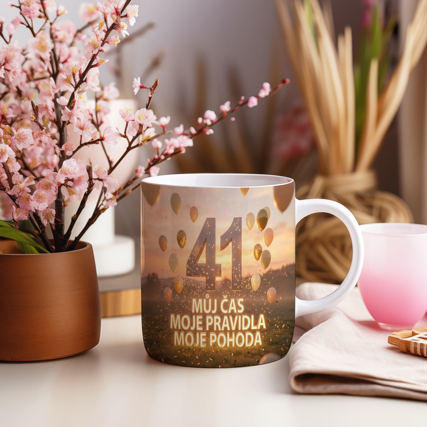 Narozeninový hrnek 41 let – MŮJ ČAS MOJE PRAVIDLA MOJE POHODA